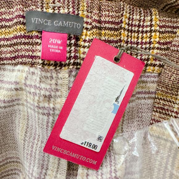 Vince Camuto Plaid Pleated Wide Leg Pants Trousers Academia Preppy Size 20W NWT - Picture 9 of 12